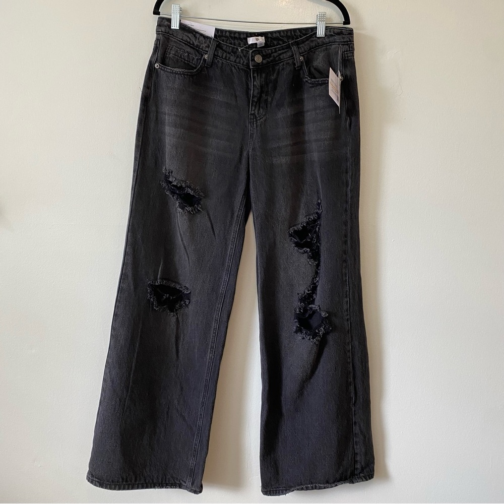 BP Wide leg jeans in Black Destroyed distressed 100% cotton size 31 - Picture 4 of 15